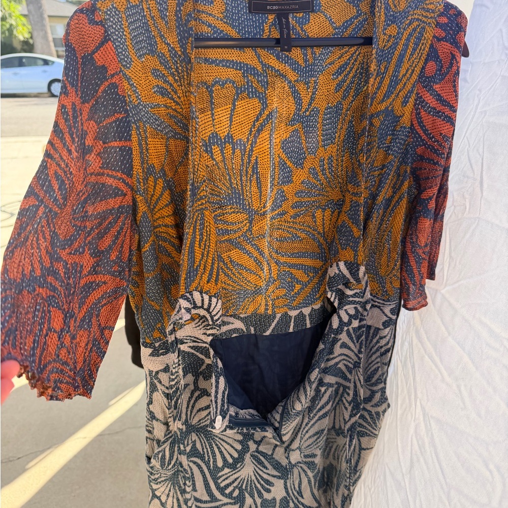 Bcbgmaxazria Blue And Orange Patterned Dress - image 3